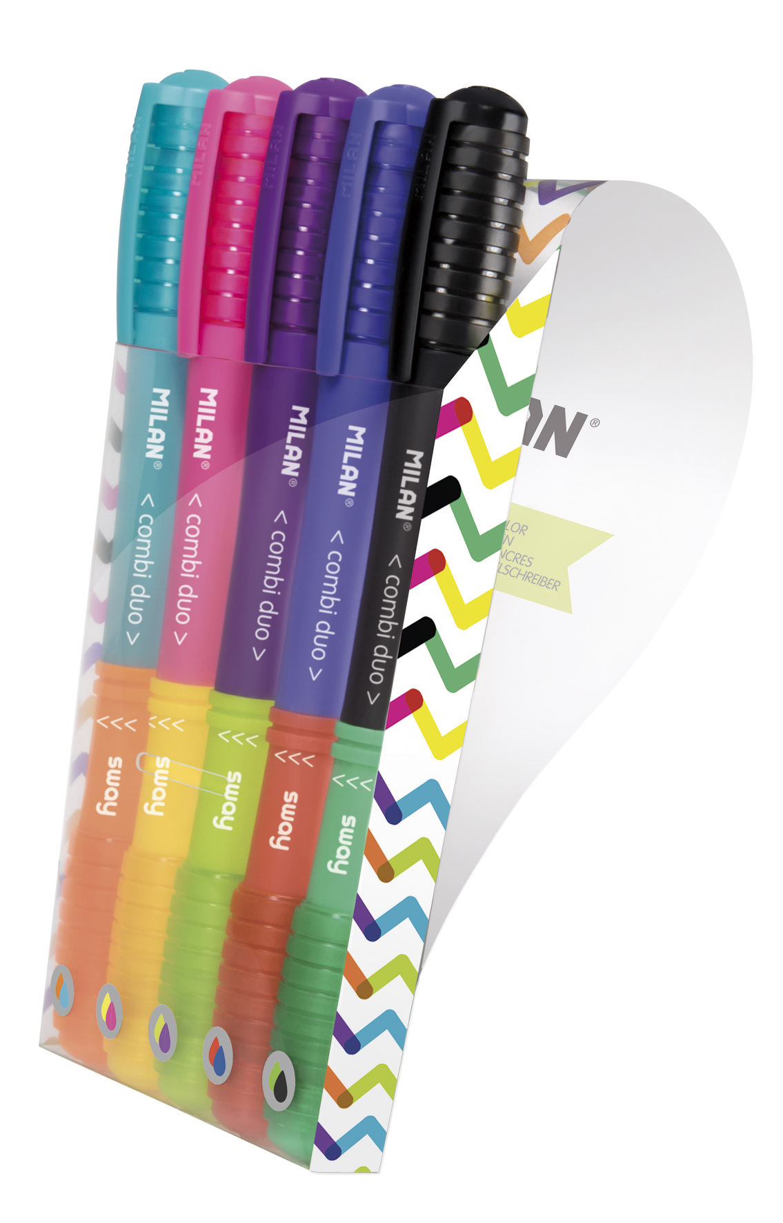 Set De 10 Estuches De Plumas Milan Sway Combi Duo Colores