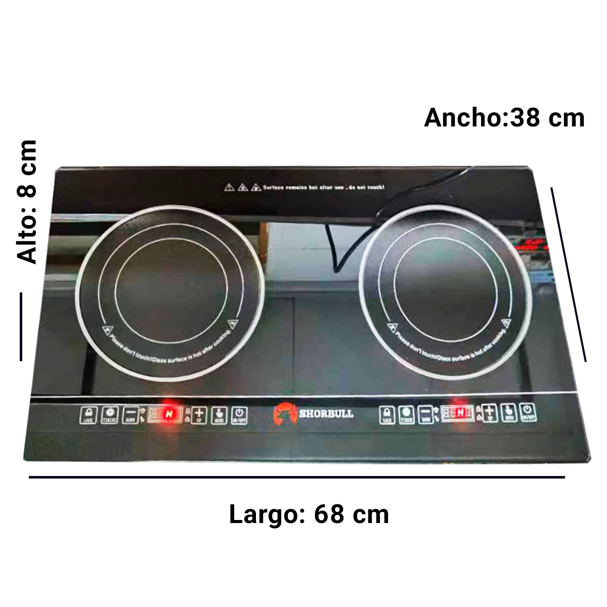 Parrilla Estufa 2 Dos Quemadores Electrica Tactil Shorbull