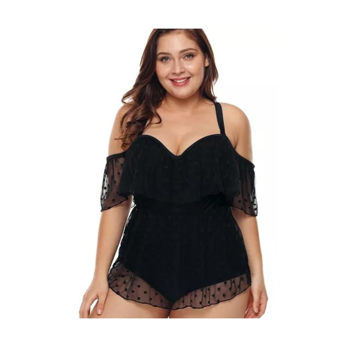 Traje De Bañocompleto Para Chica Curvy Tela Transparente