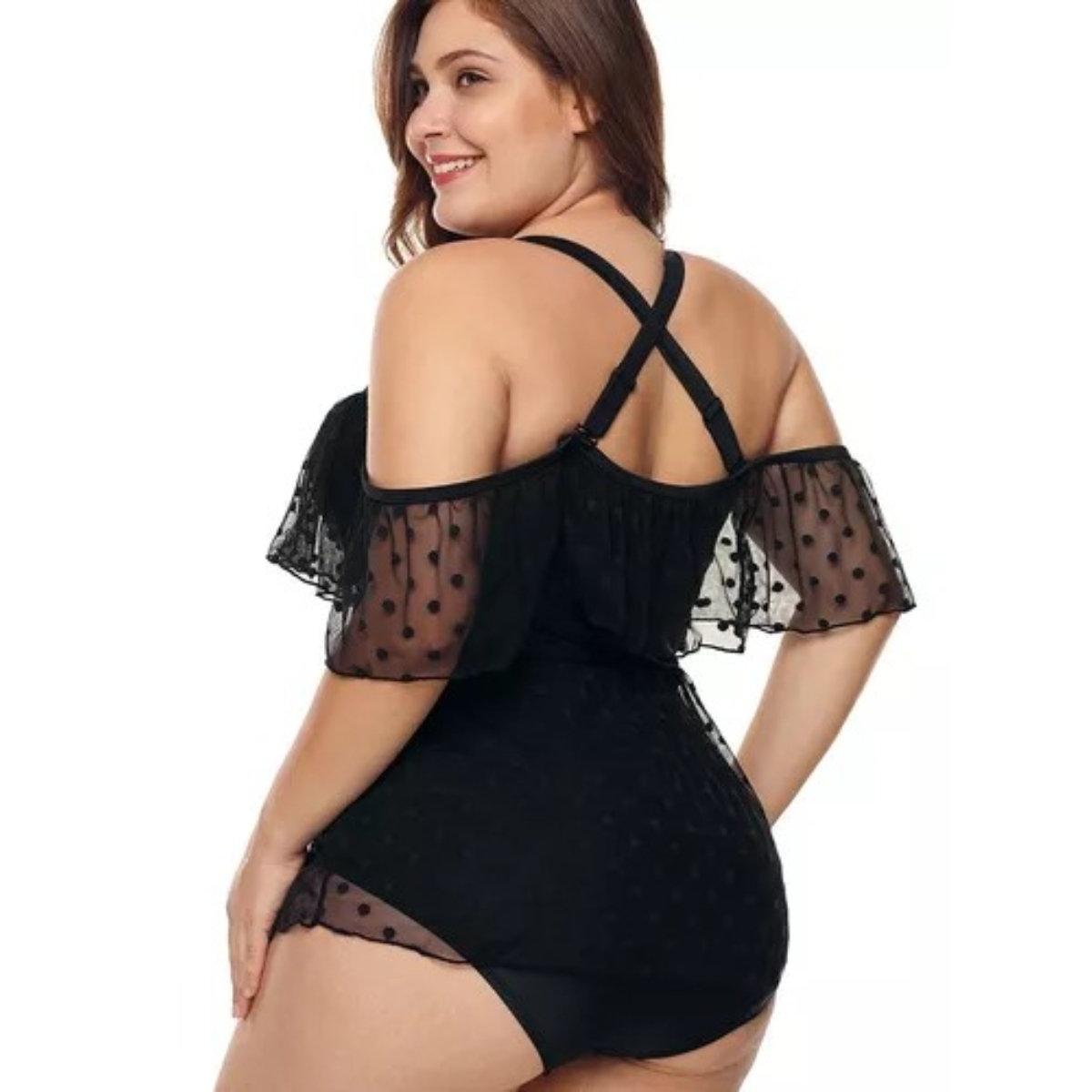 Traje De Bañocompleto Para Chica Curvy Tela Transparente