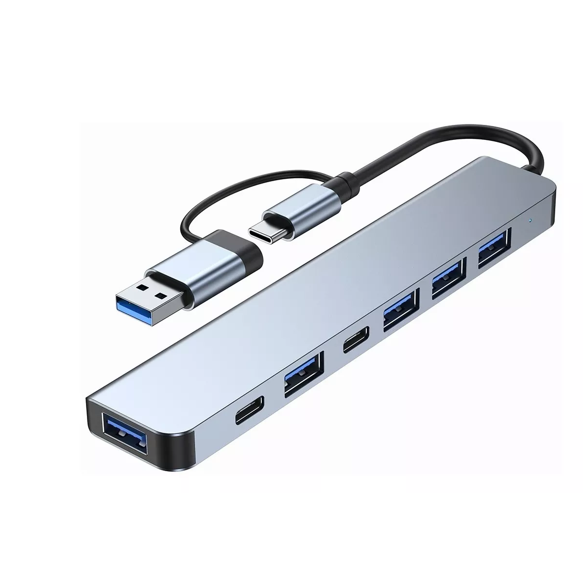 Adaptador Otg Hub Con Pd Alimentado 7 Puertos Tipo C