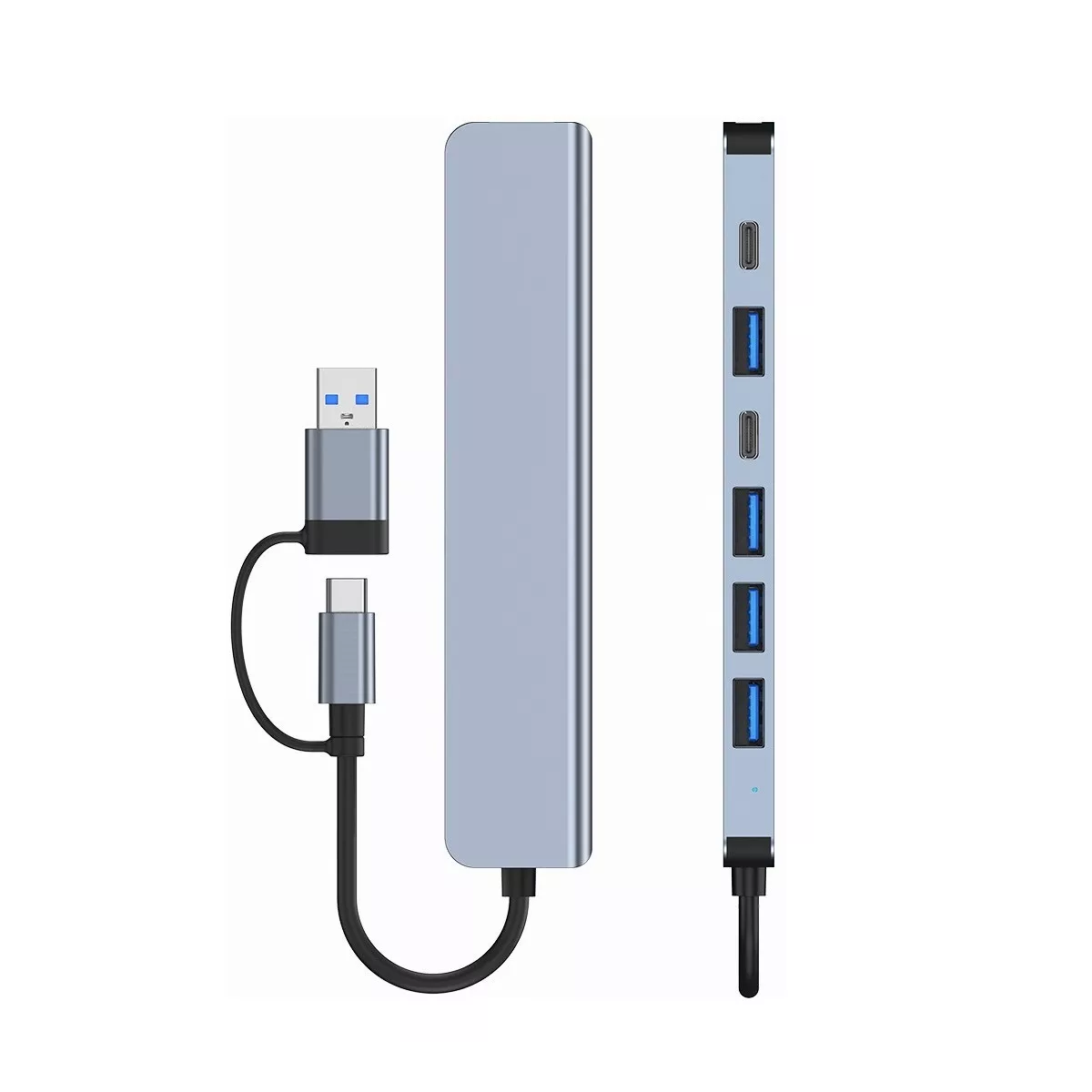 Adaptador Otg Hub Con Pd Alimentado 7 Puertos Tipo C