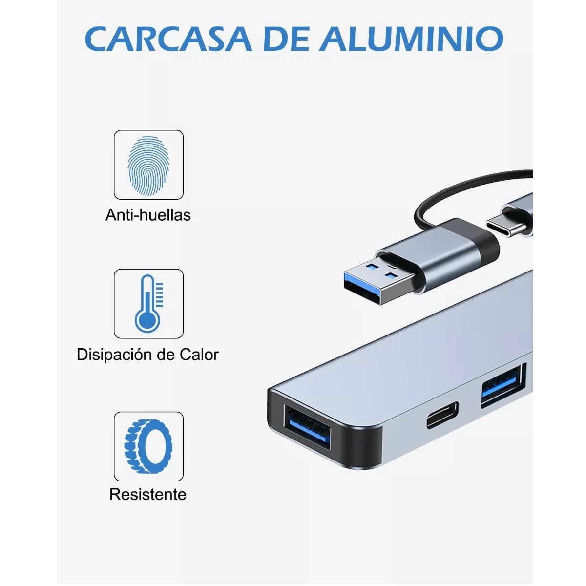 Adaptador Otg Hub Con Pd Alimentado 7 Puertos Tipo C