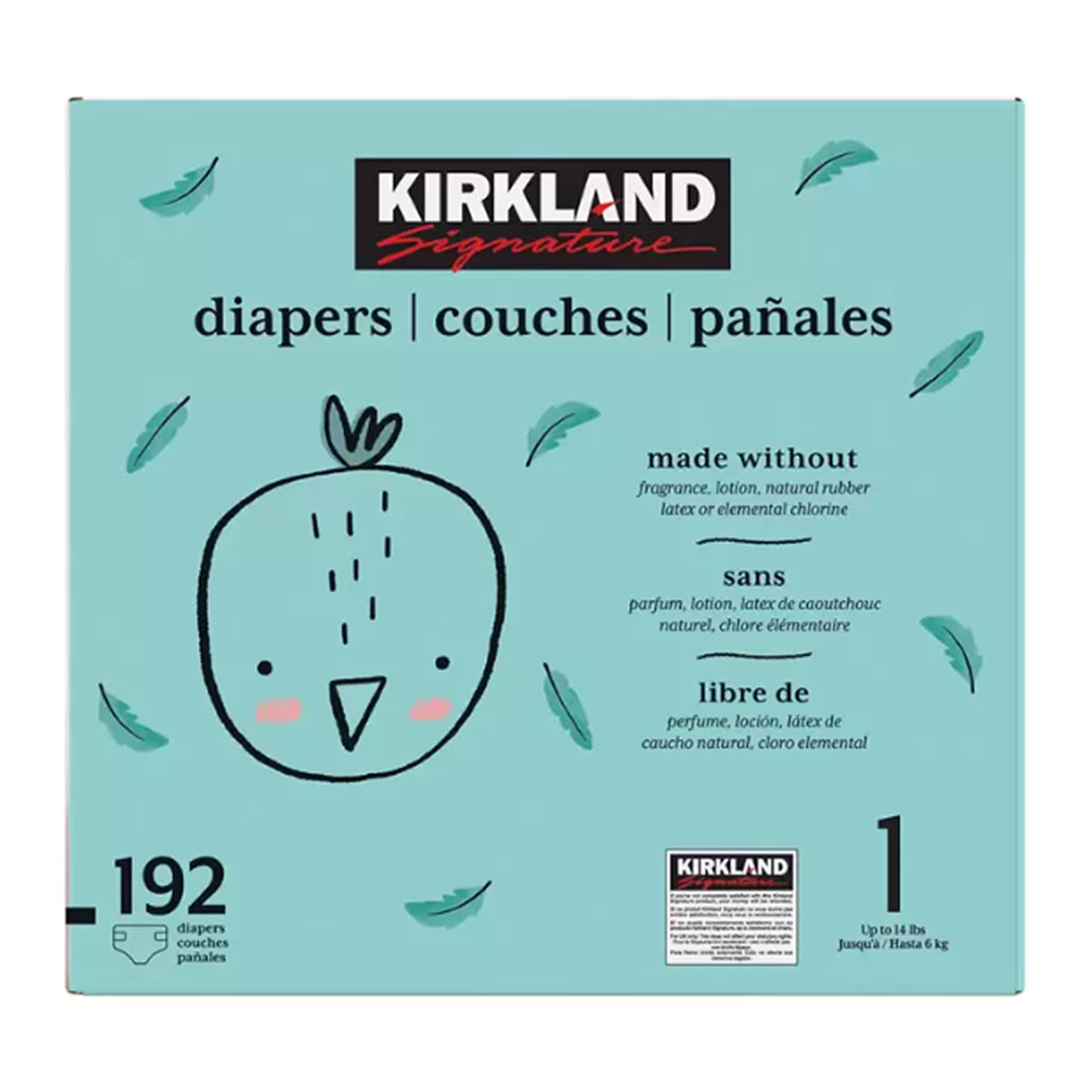 Pañales Kirkland Signature Etapa 1, Unisex 192 pzas