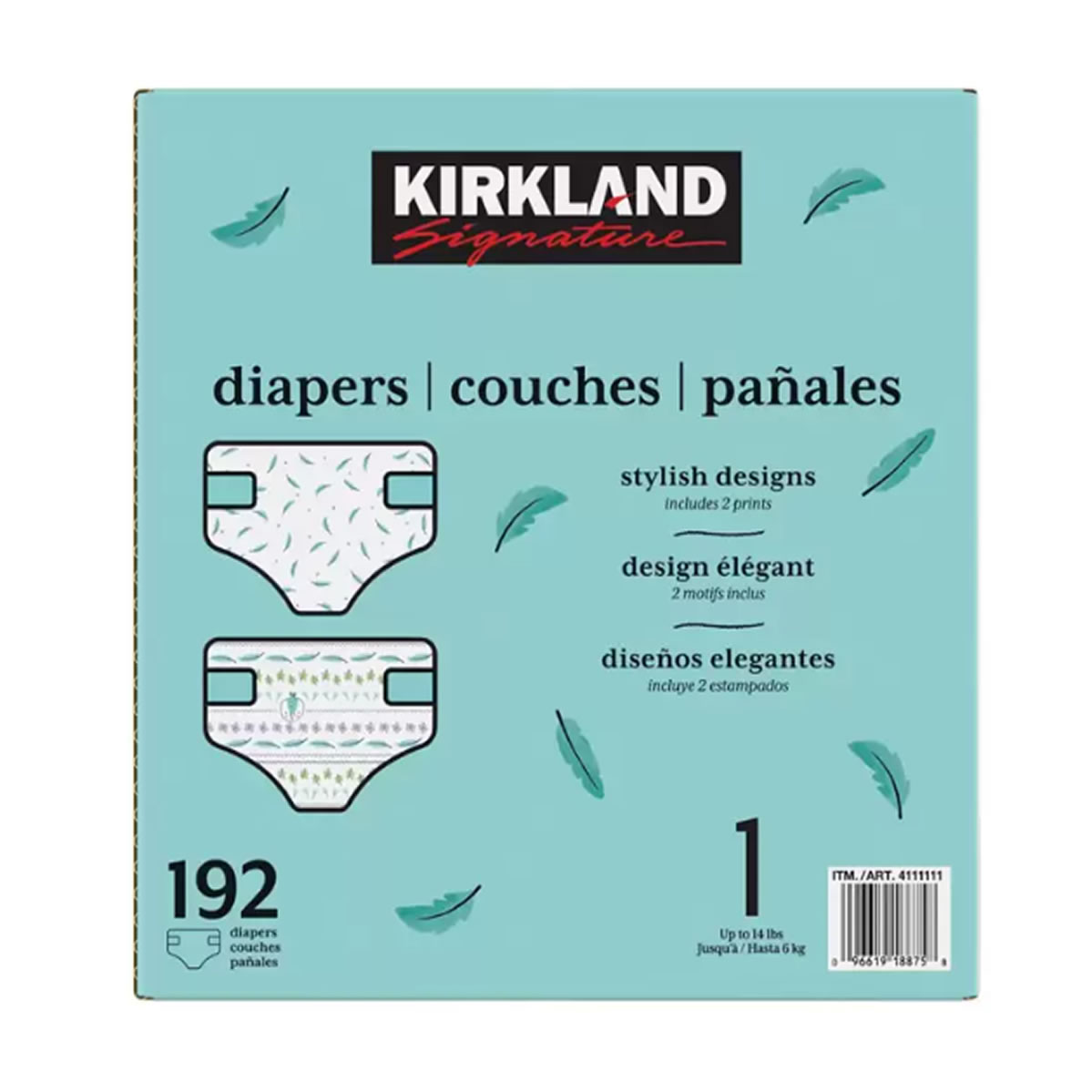 Pañales Kirkland Signature Etapa 1, Unisex 192 pzas