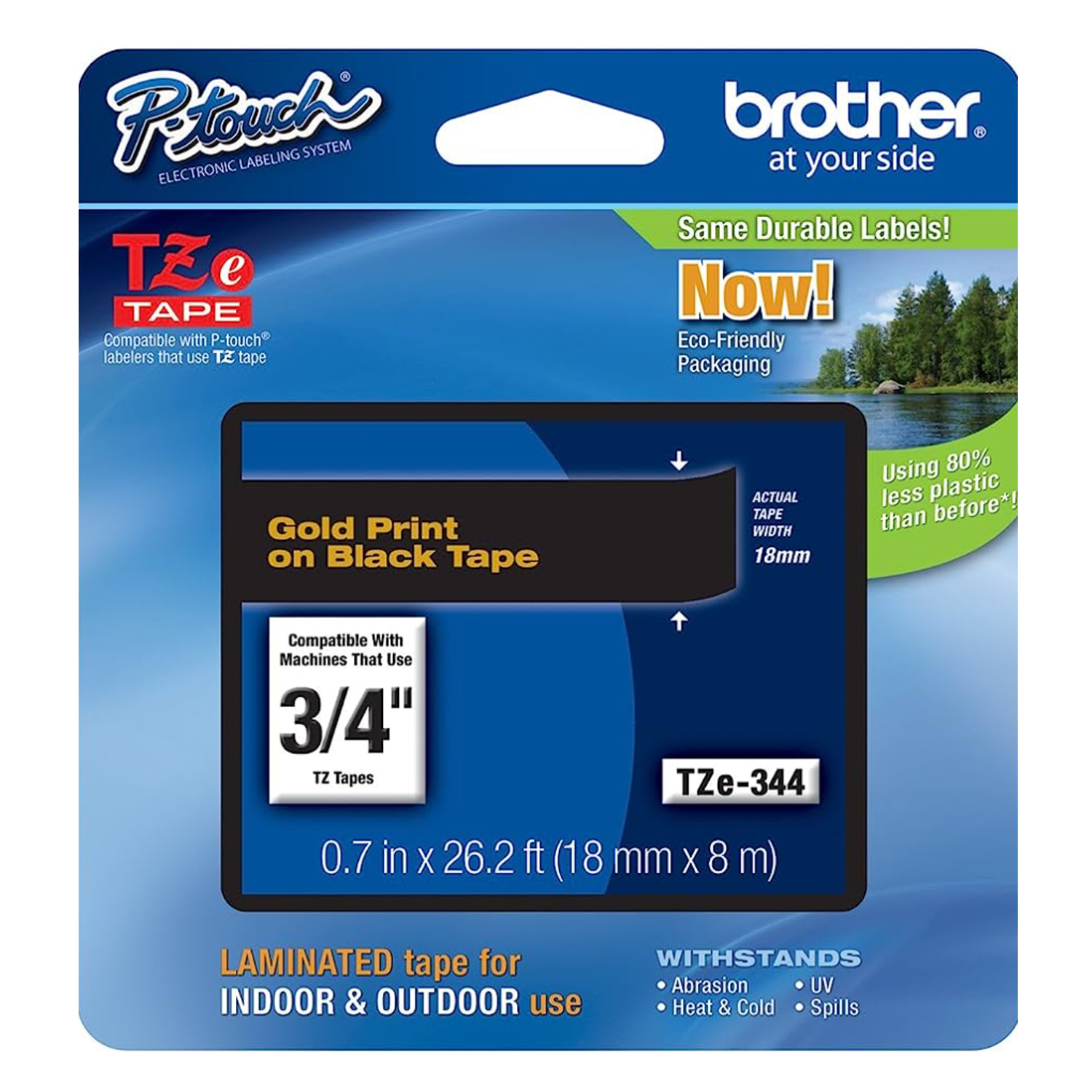 CINTA BROTHER TZE-344 3/4" DORADO/NEGRO