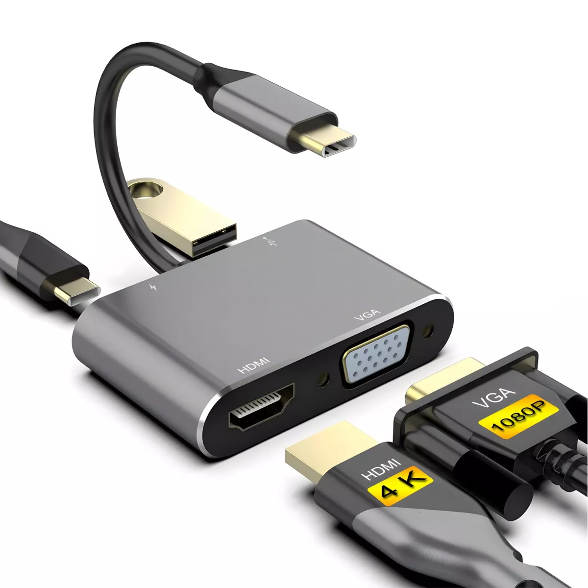 Adaptador Usb C A Hdmi Vga 4 En 1 Para Macbook/air Pro/iPad