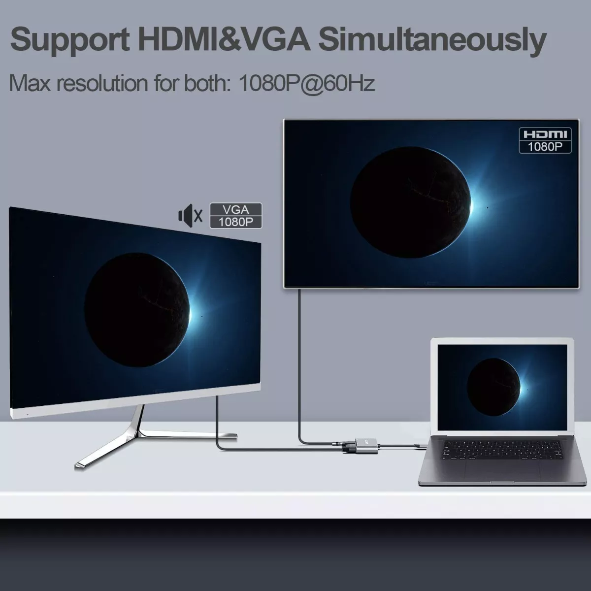 Adaptador Usb C A Hdmi Vga 4 En 1 Para Macbook/air Pro/iPad