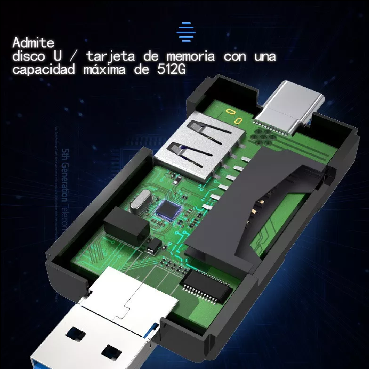 Adaptador Lector Tarjetas Usb Tipo-c Sd Tf Otg Pc Telémóvil