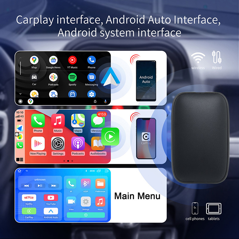 Adaptador Carplay/androidauto Netflix Y Youtube Inalámbricos