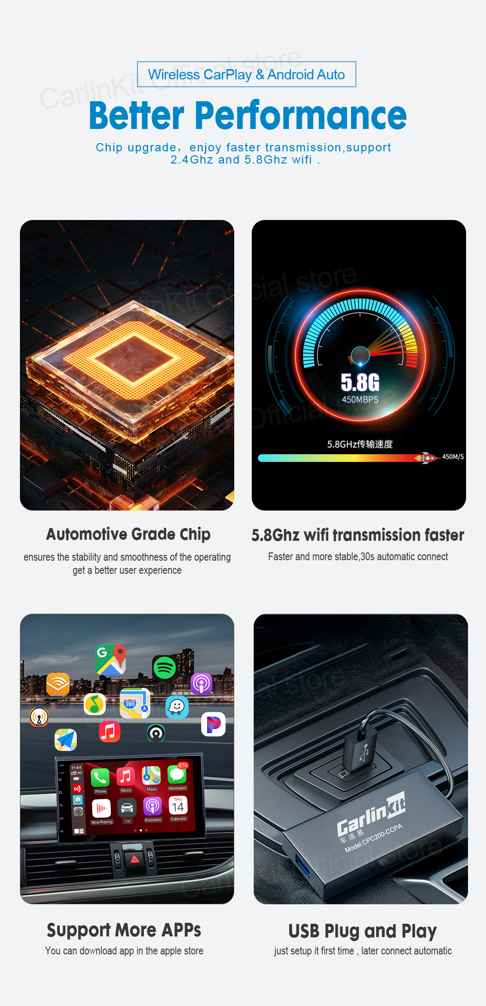 Carlinkit Adaptador Carplay Inalámbrico Para Autoestereos Android