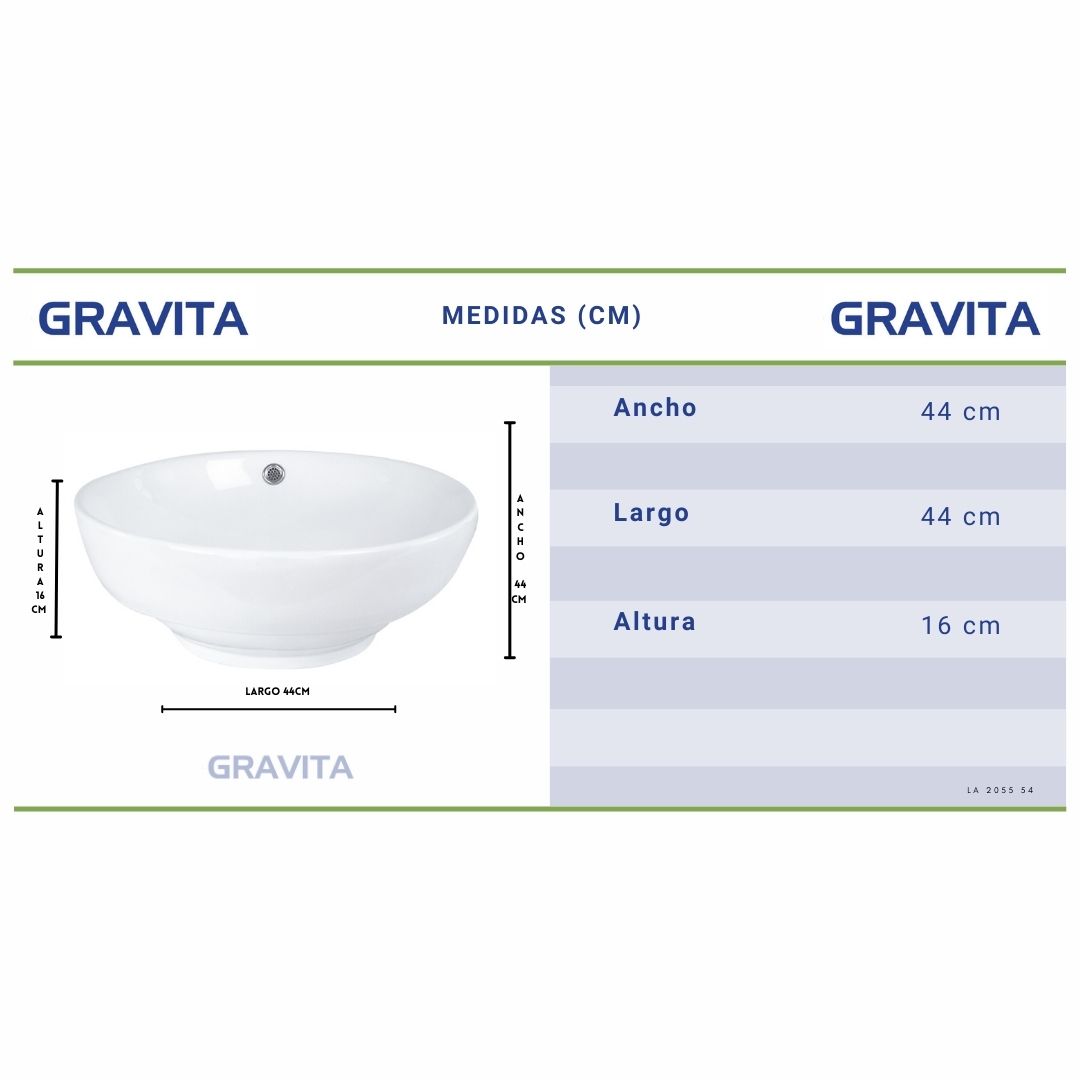 Lavabo De Ceramica Sobrecubierta Con Rebosadero Marca Gravita