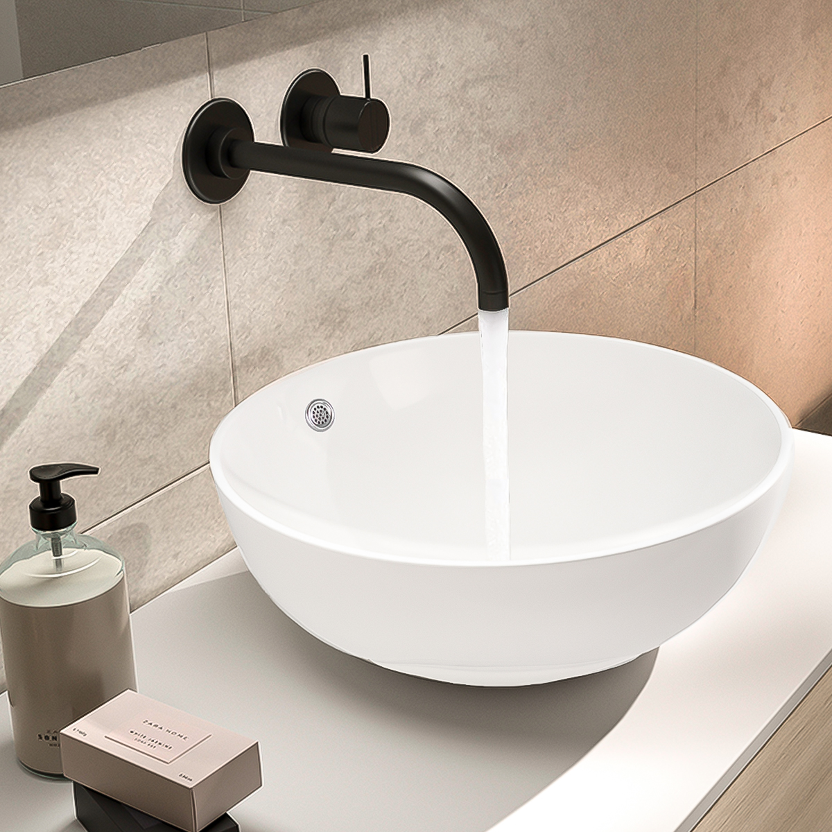 Lavabo De Ceramica Sobrecubierta Con Rebosadero Marca Gravita