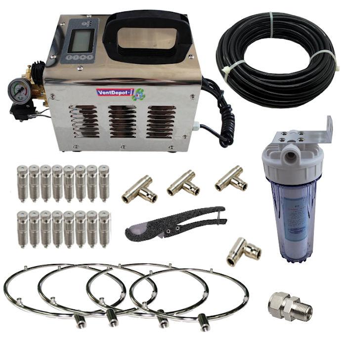 Kit de Nebulizaciones con Bomba MXZRN-002-15 1 LPM 4 Anillos de 14" Diámetro 0,3 Kw 0,40816 Hp 110220V 30m Temperatura máxima del agua 40 C 1F 60Hz, RingNebulizer