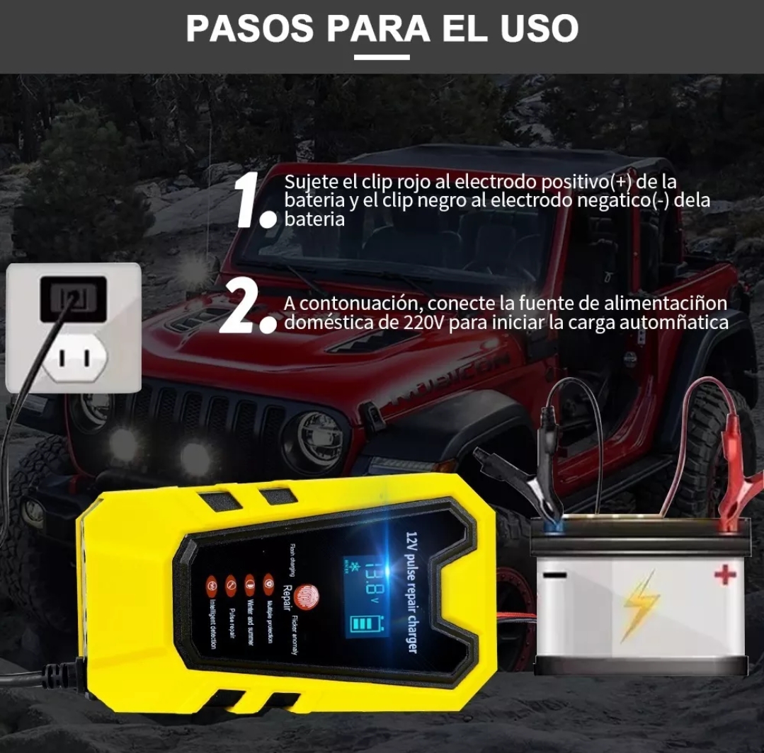 Cargador Inteligente De 12v Para Batería De Auto/motocicleta