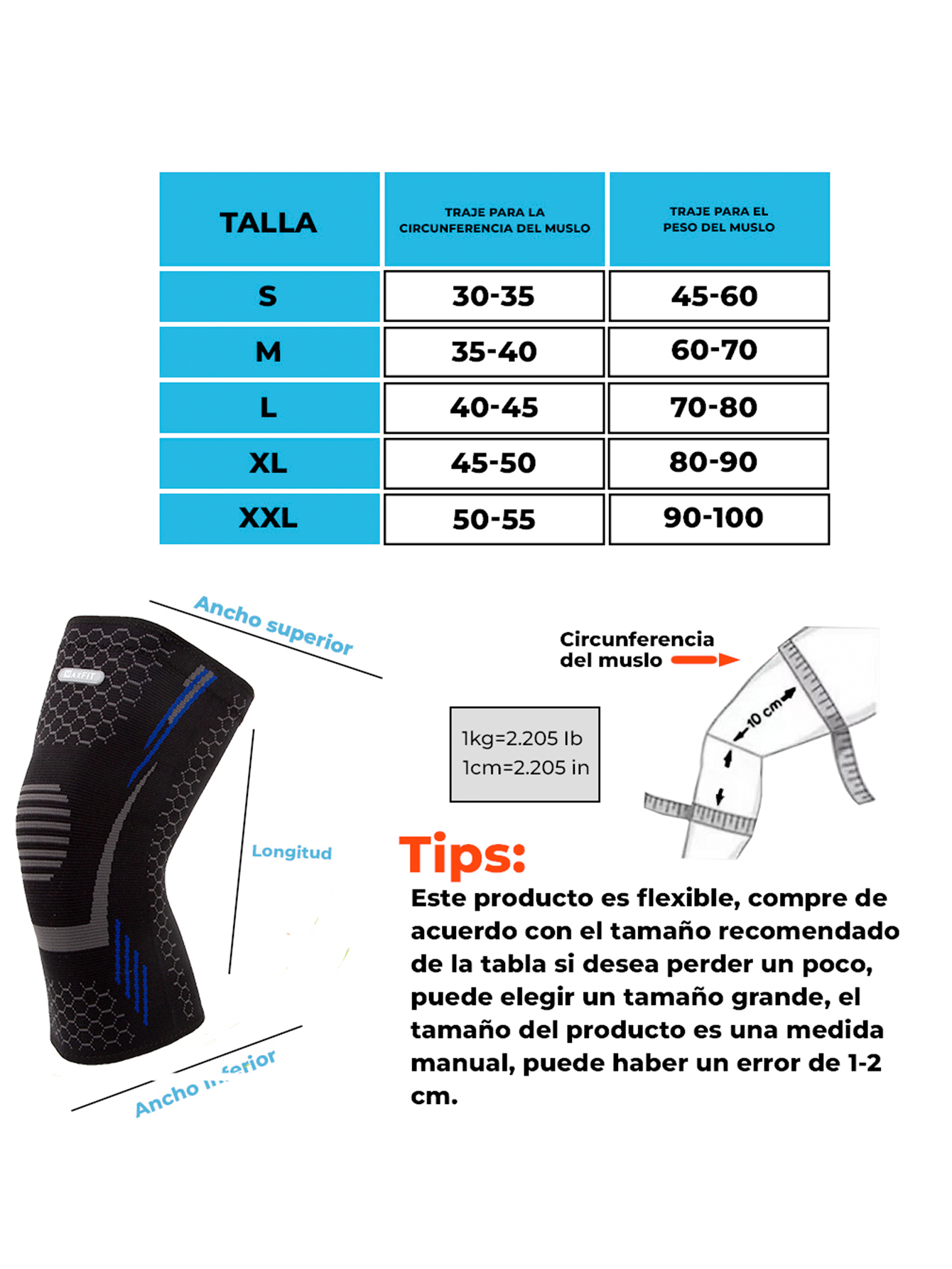 Par de Rodilleras deportivas de compresión MAXFIT/Modelo HX940