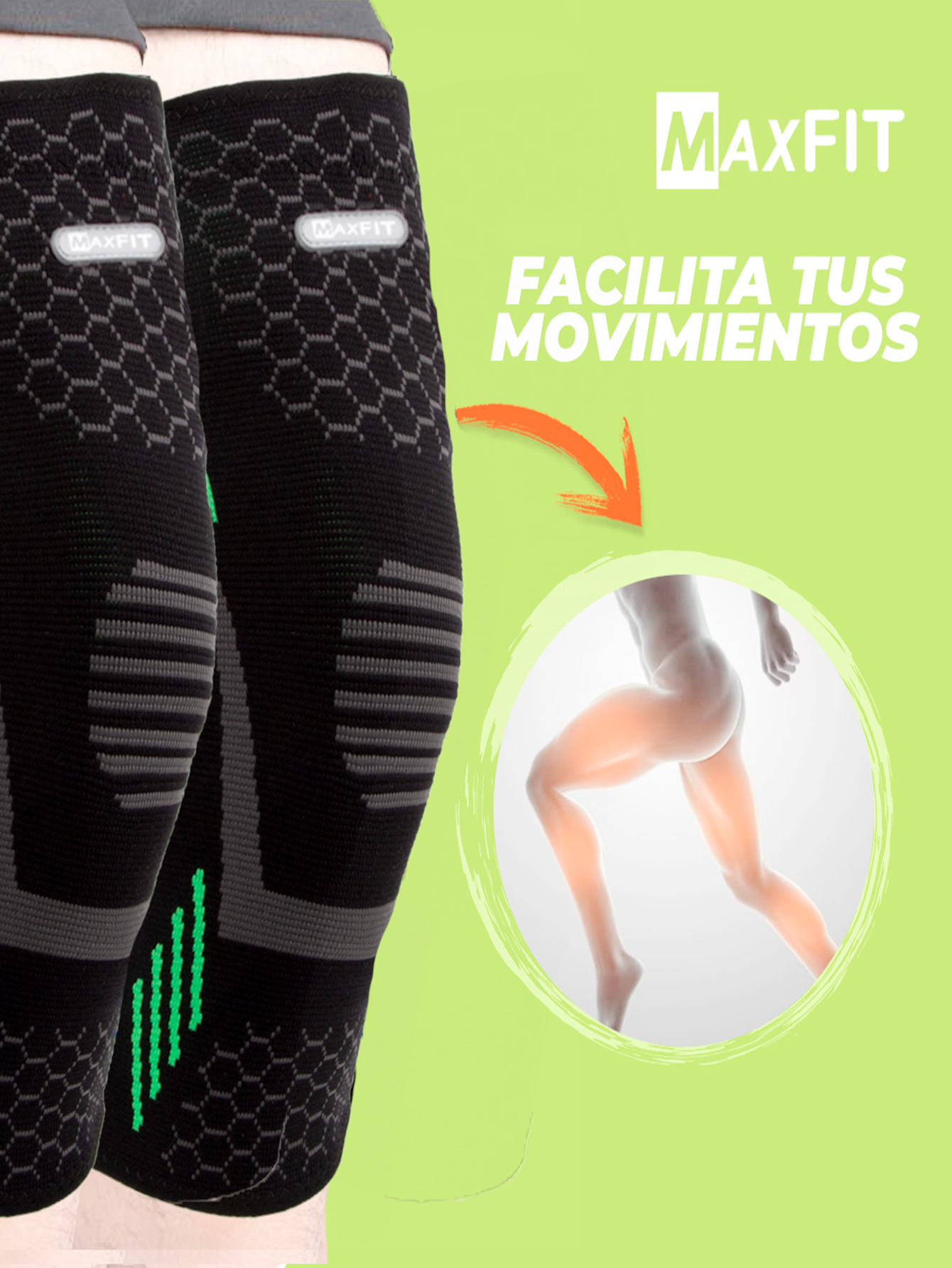 Par de Rodilleras deportivas de compresión MAXFIT/Modelo HX940