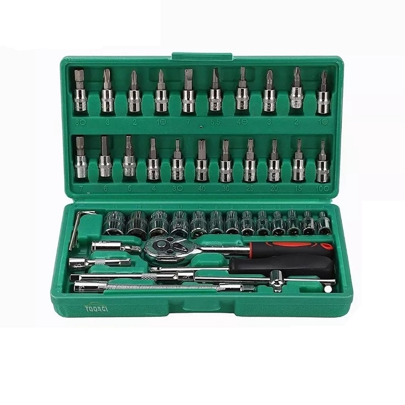 Kit De Herramientas Mecanica 46 Pz Con Desarmador Y Matraca