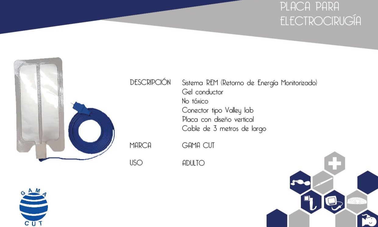 Placa Electrocauterio  Adulto Bipolar Con Cable