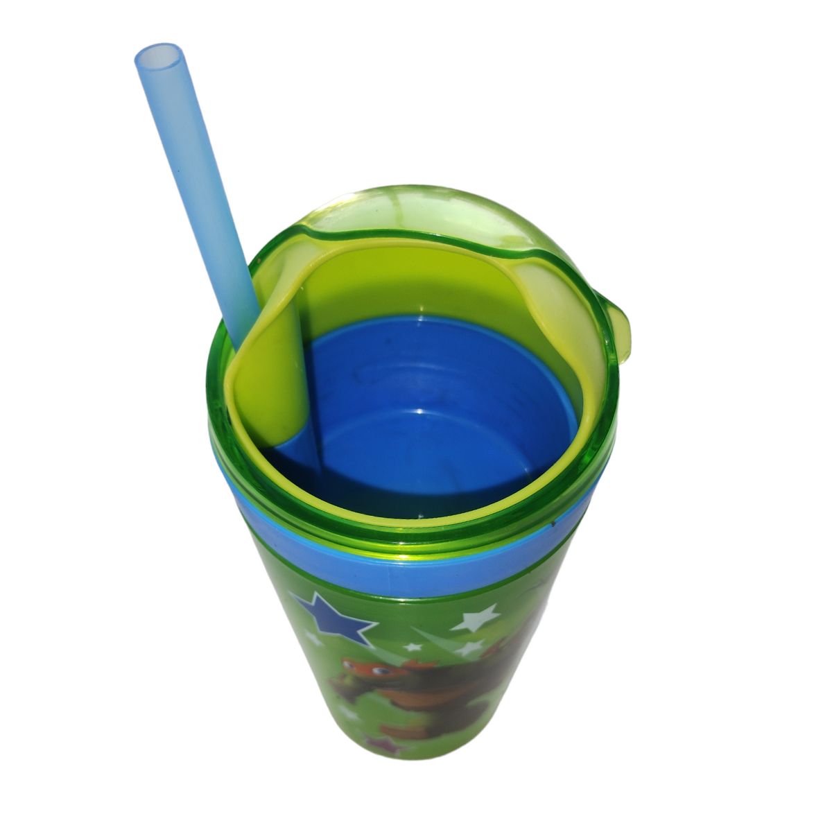 Zak! 1555-3023 Vaso Botella Botanero con Popote Plastico Nickelodeon Tortugas Ninjas Teen Turtle Ninjas 295ml