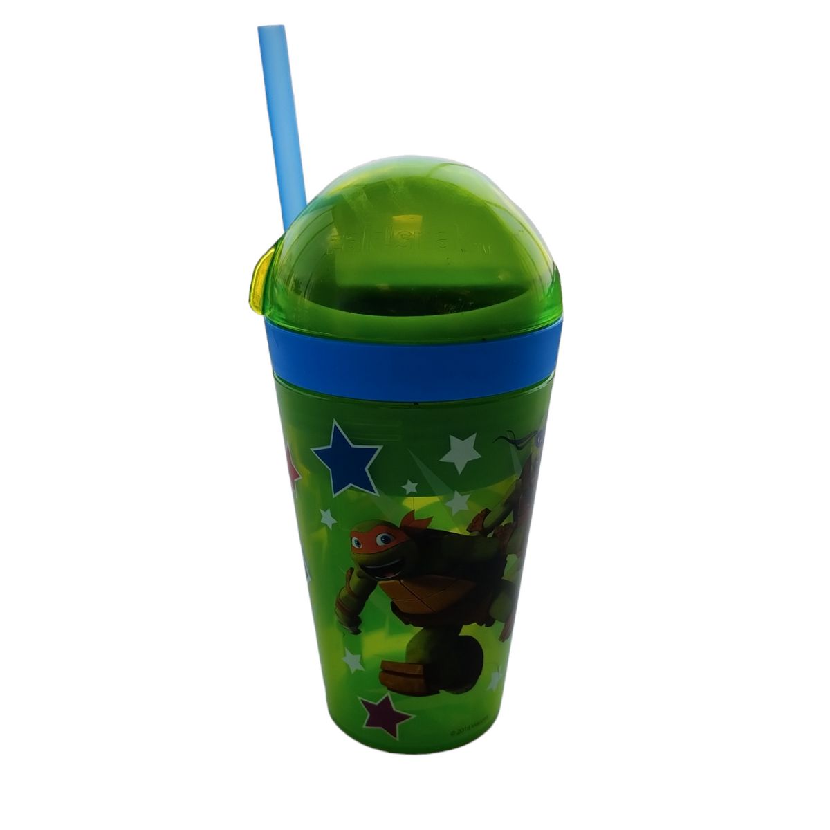 Zak! 1555-3023 Vaso Botella Botanero con Popote Plastico Nickelodeon Tortugas Ninjas Teen Turtle Ninjas 295ml