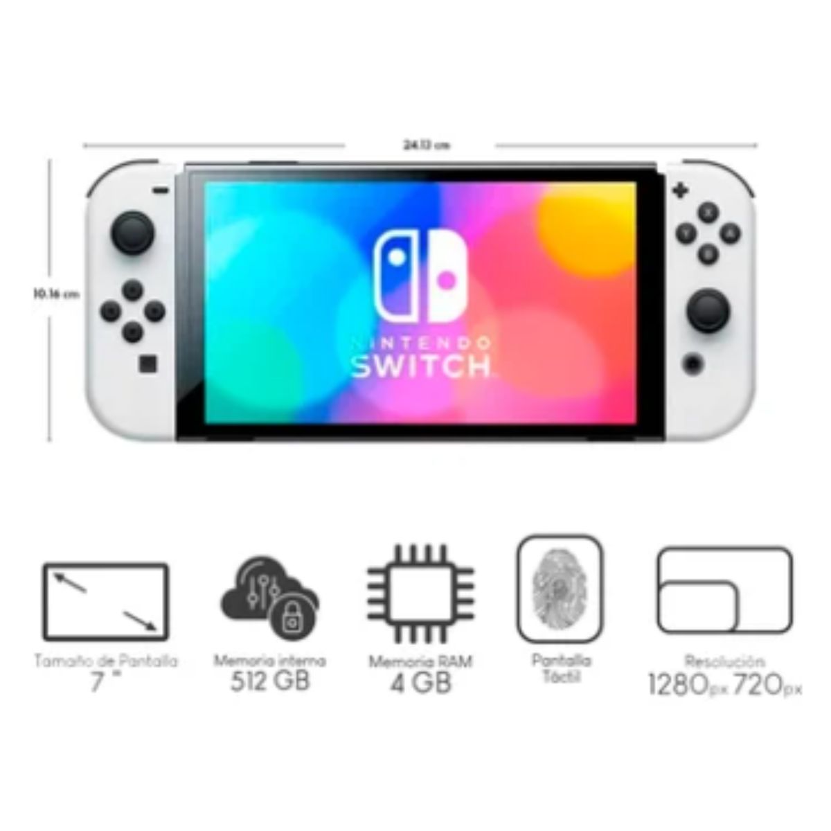 Combo Nintendo Switch OLED 64GB Standard + 2 Controloes Para Nintendo USB-A Red and Blue 