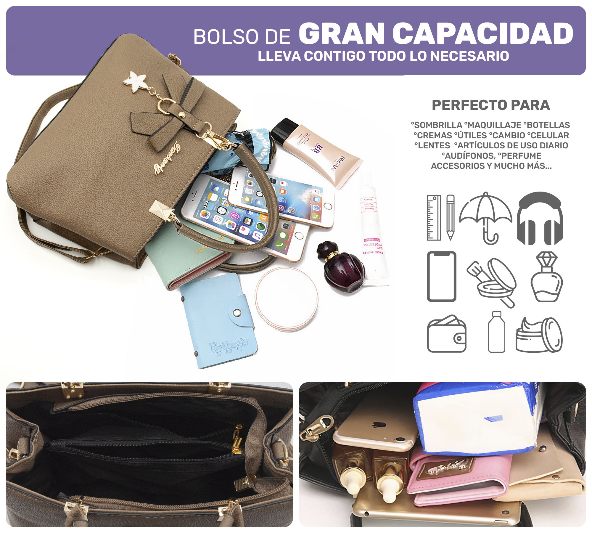 BOLSA DE MANO PARA MUJER BOLSO DE MODA AL HOMBRO CROSSBODY ELEGANTE CASUAL