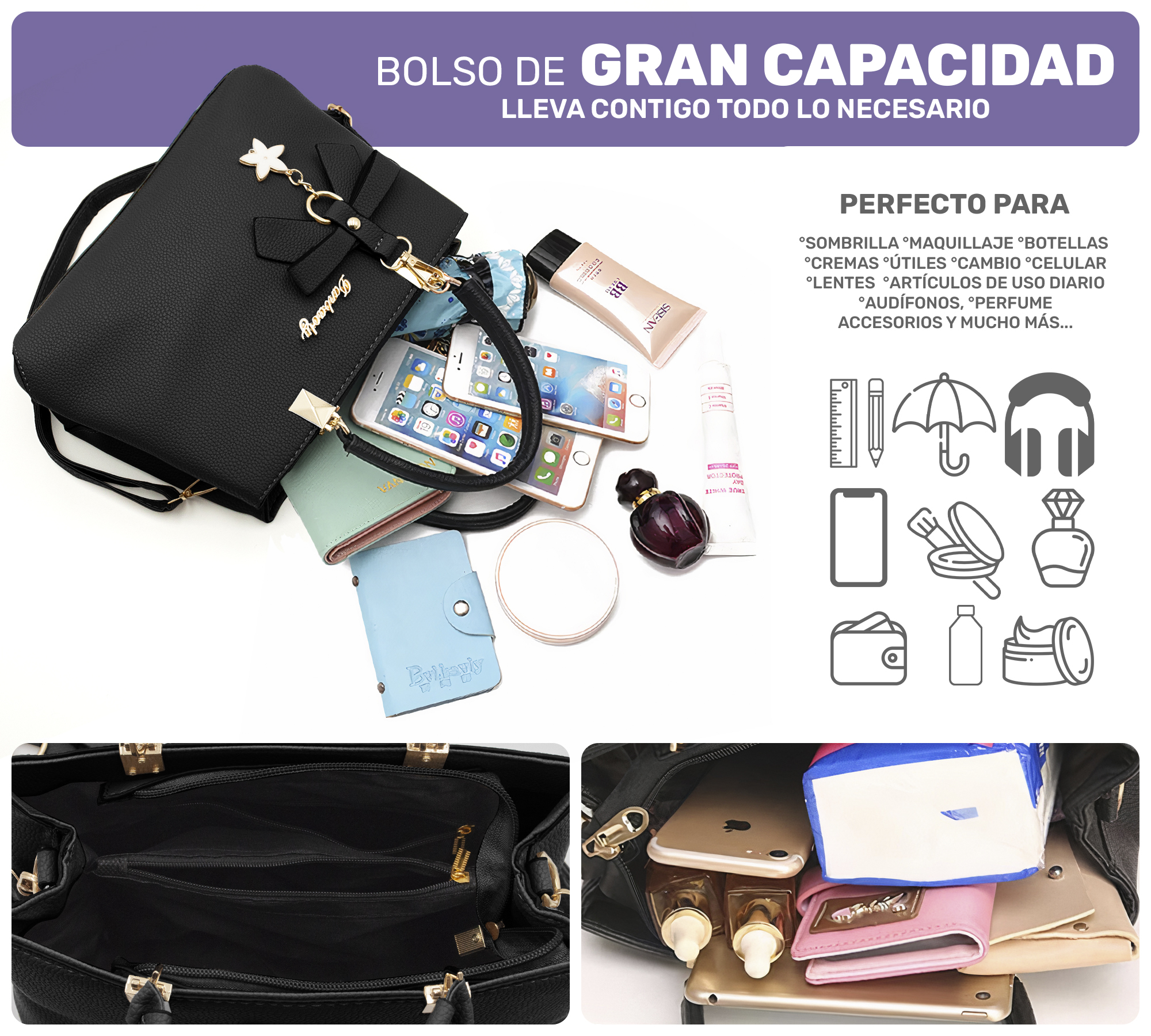 BOLSA DE MANO PARA MUJER BOLSO DE MODA AL HOMBRO CROSSBODY ELEGANTE CASUAL