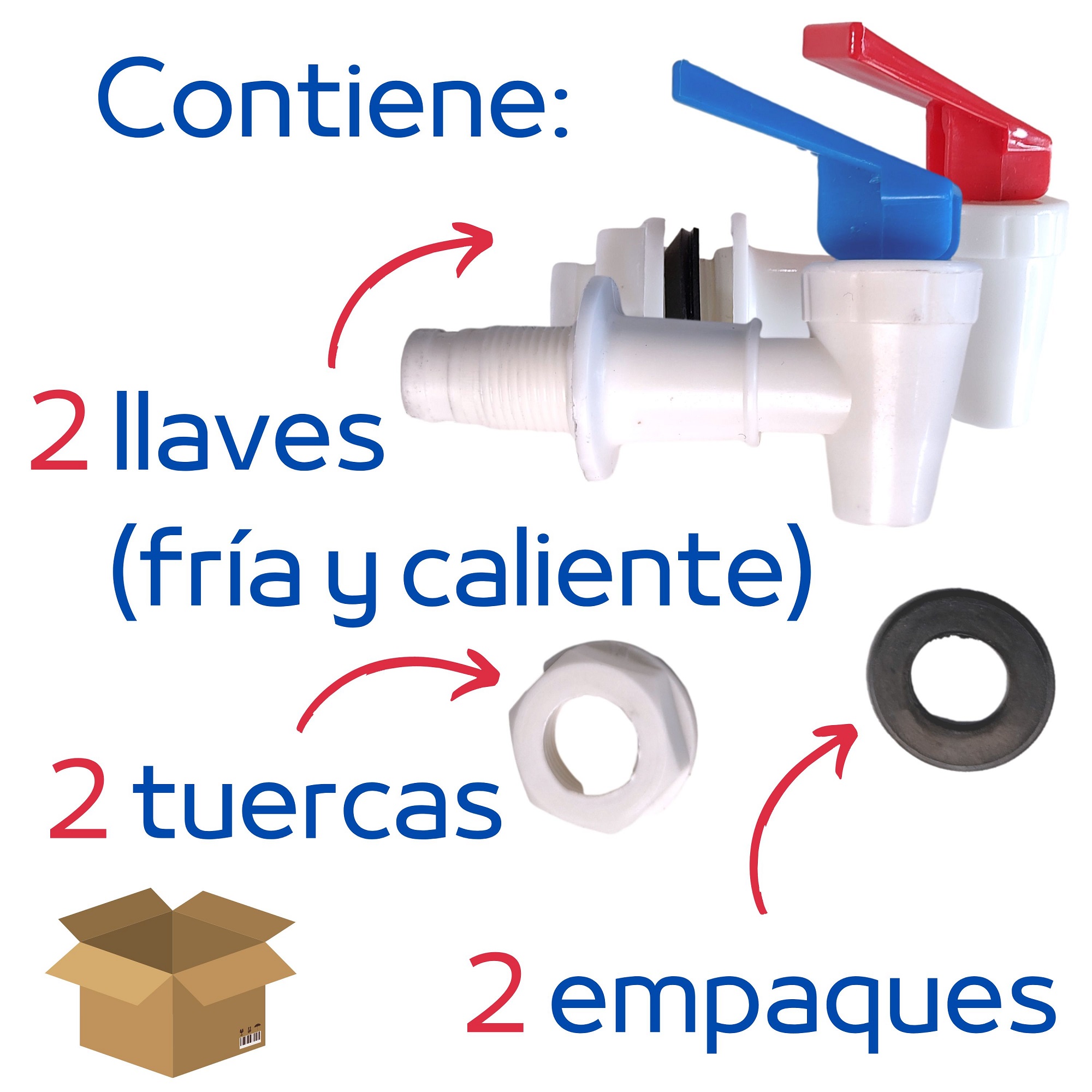Paq 2pz Llave Repuesto Bebedero Dispensador Agua 1 2 Pulgada