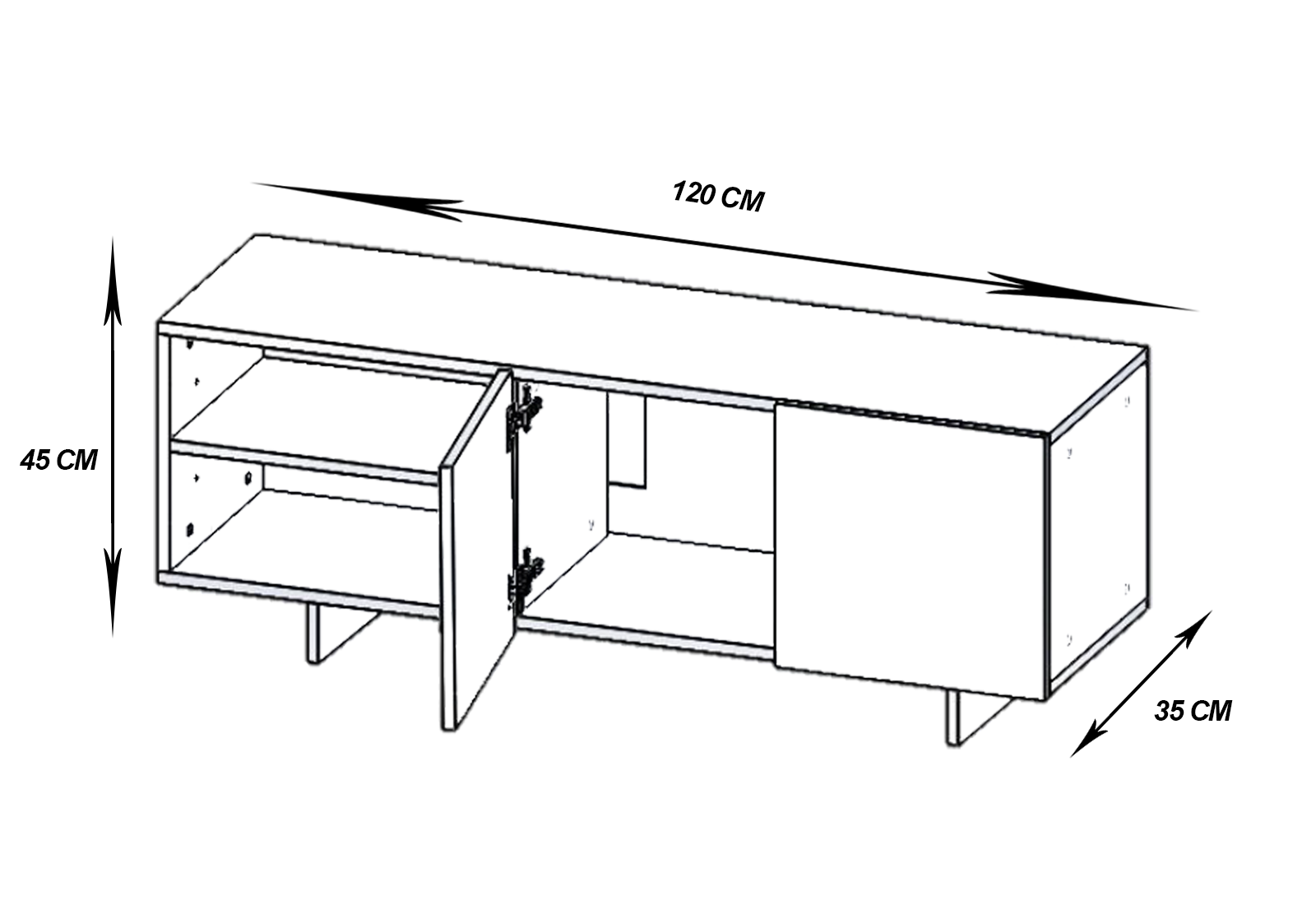 Mueble para TV Suecia, Centro de Entretenimiento Diseño moderno, Amplios espacios, 1 puerta, Con Patas de Madera Color  Parota