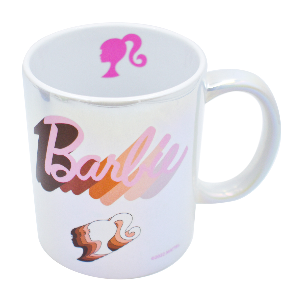Fun Kids 1738-270 Taza Grande Blanca Ceramica Mattel Barbie Tornasol Iridescente 325ml