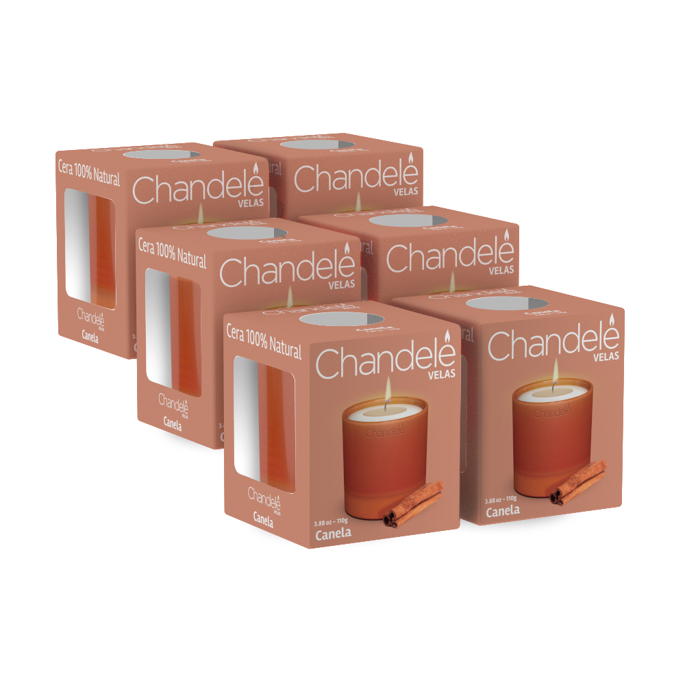 Pack 6 Velas Chandelé Aroma Canela Vaso De Barro