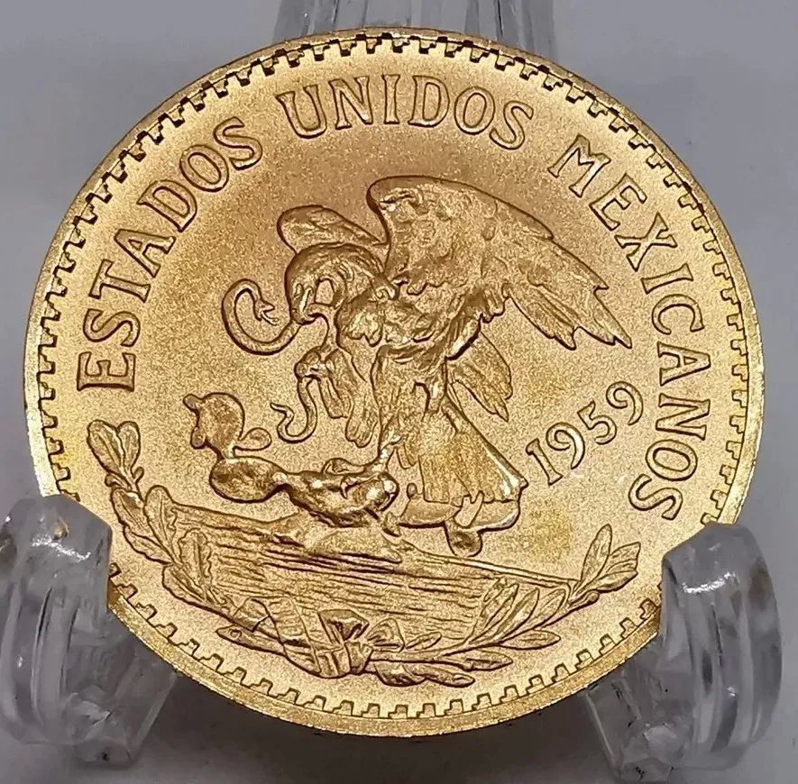 Moneda Azteca Oro $20 pesos Original 1959 Sin Circular Nueva.