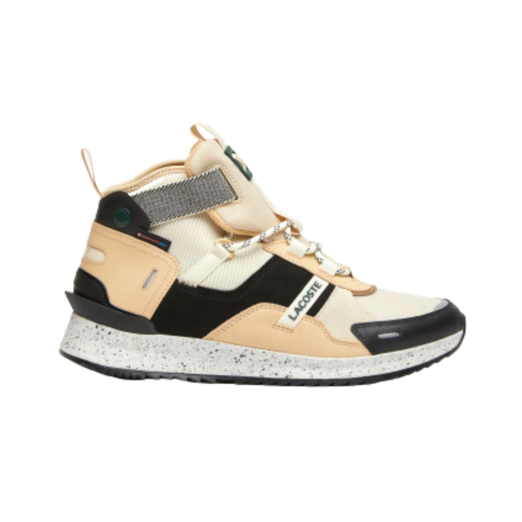 Tenis Lacoste Run Breaker Cuero Color-Pop Beige con Negro Hombre Originales 744SMA0111454