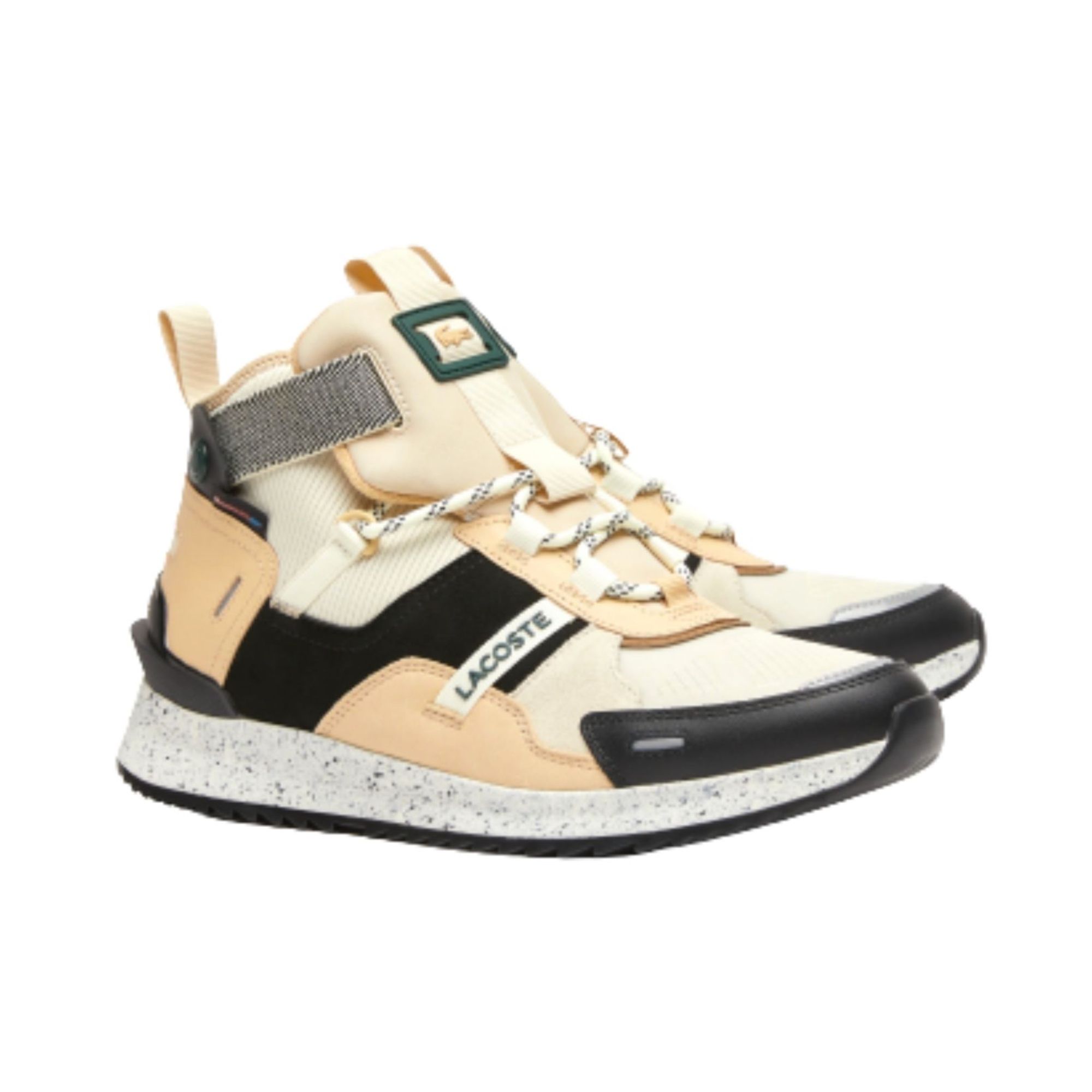 Tenis Lacoste Run Breaker Cuero Color-Pop Beige con Negro Hombre Originales 744SMA0111454