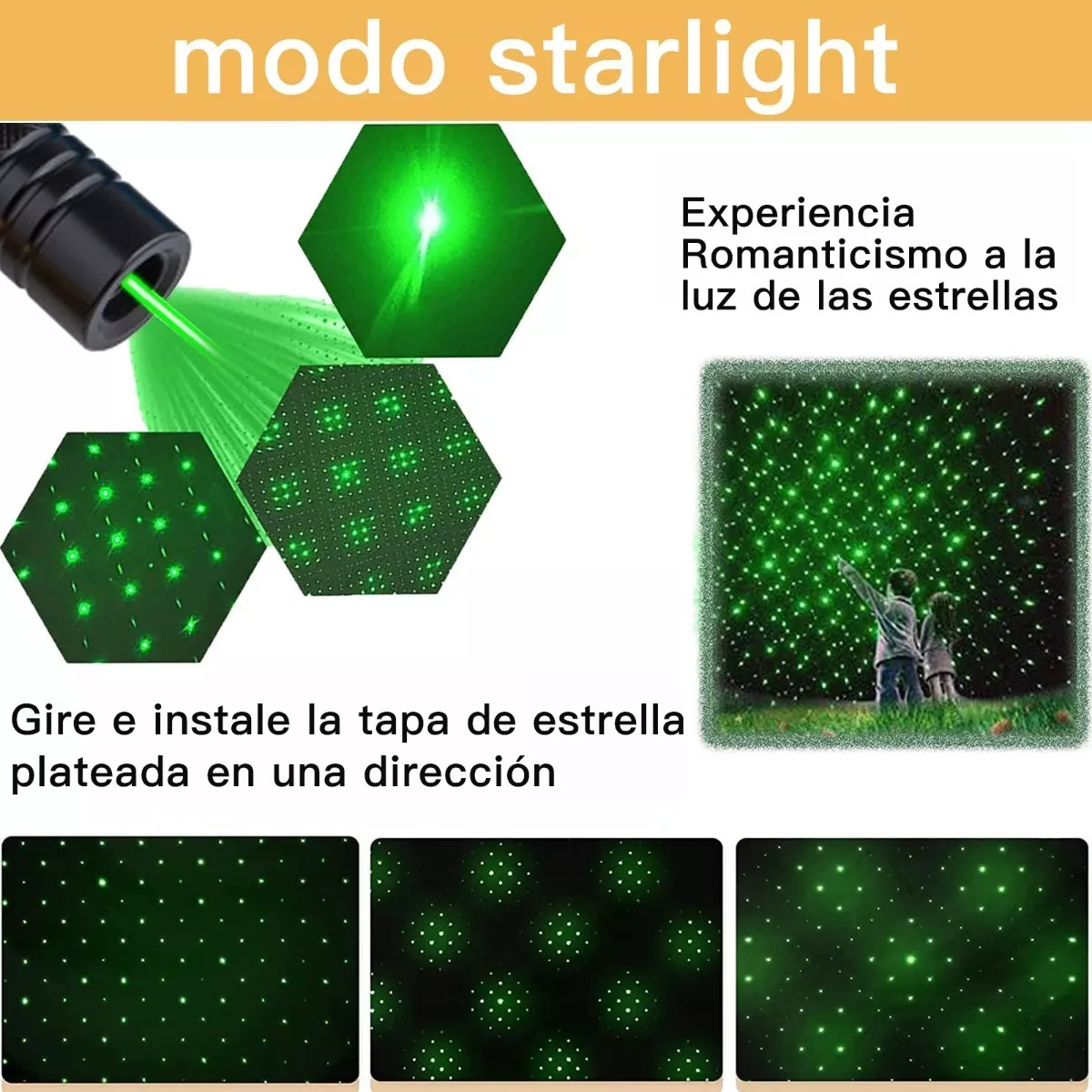 Linterna Táctica Y Puntero Láser 5000mw Recargable Por Usb Verde Obscuro