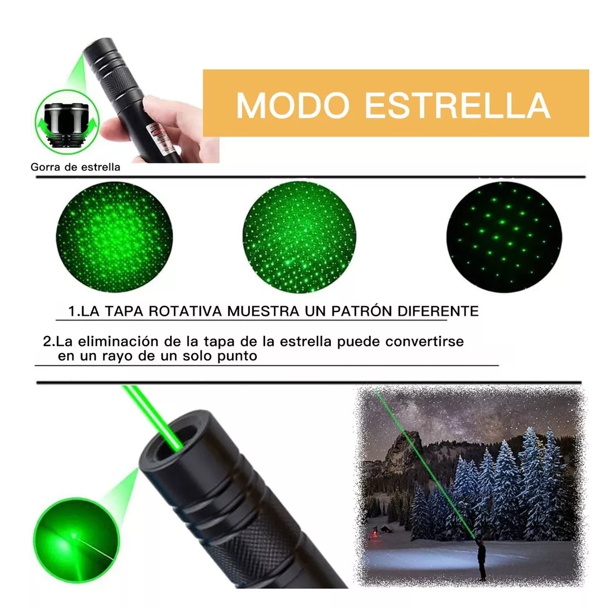 Linterna Táctica Y Puntero Láser 5000mw Recargable Por Usb Verde Obscuro