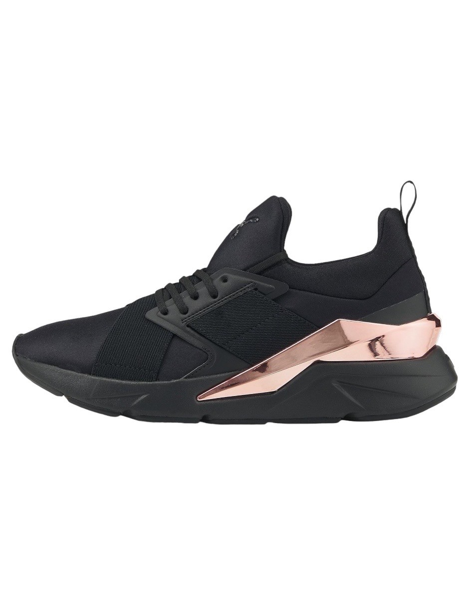 TENIS PUMA MUSE X5 METALLIC NEGRO CON ROSA DORADO