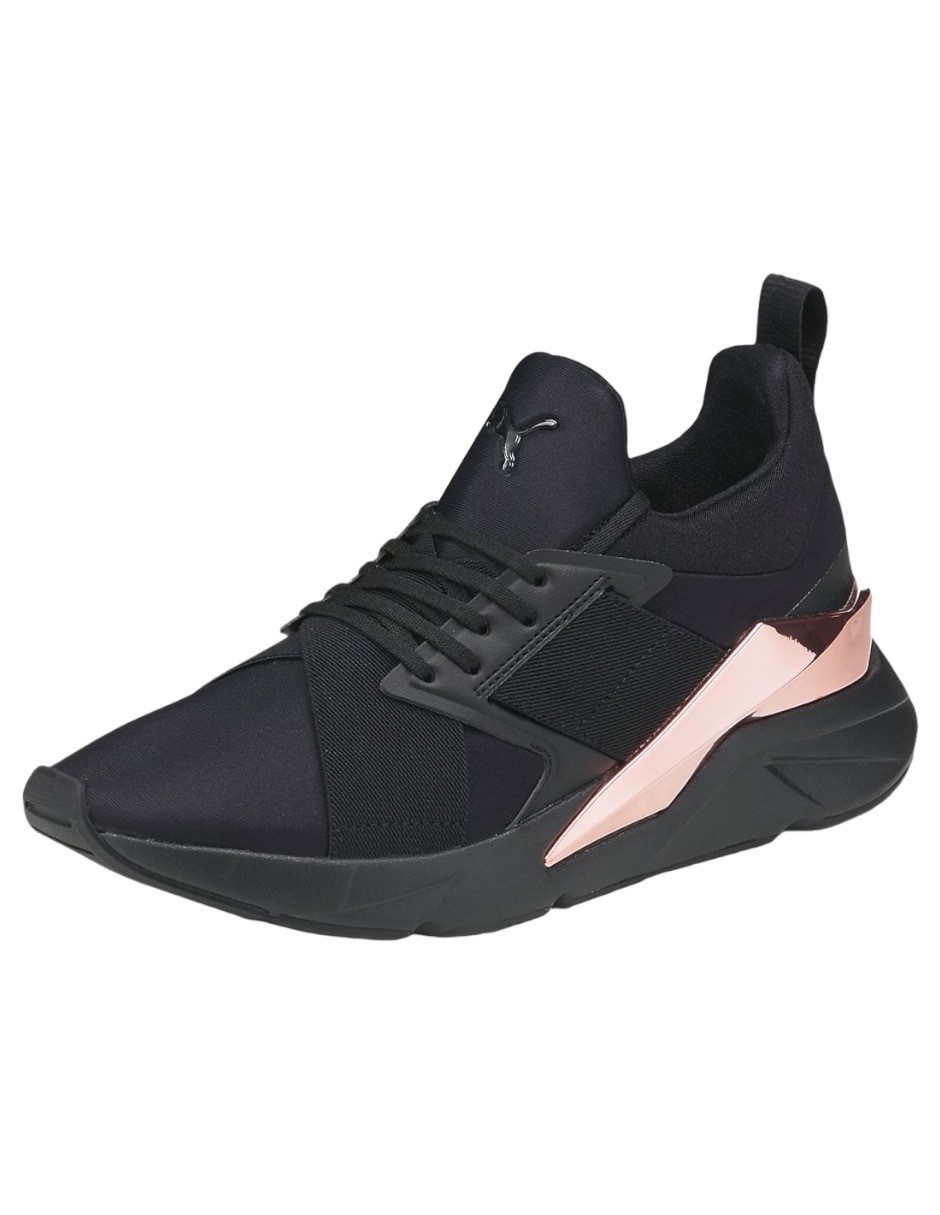 TENIS PUMA MUSE X5 METALLIC NEGRO CON ROSA DORADO