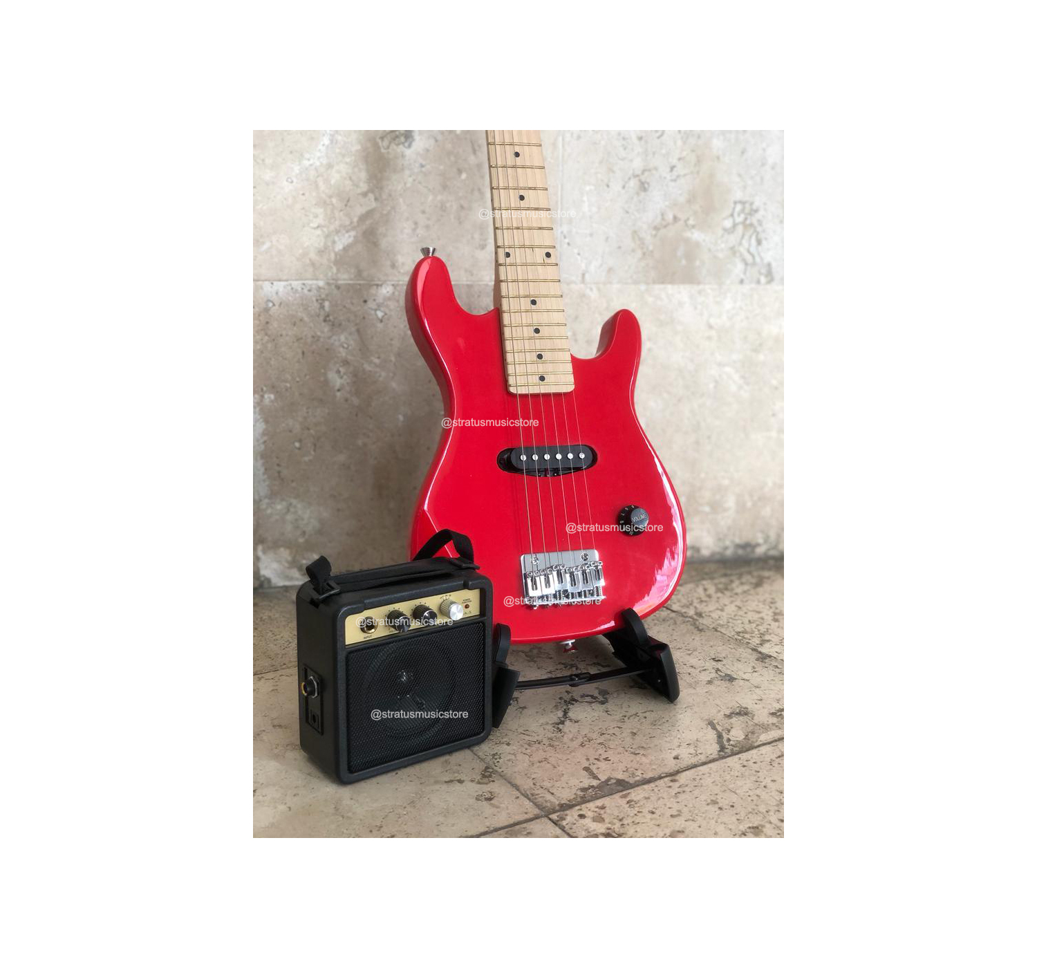 Paquete de Guitarra Eléctrica Infantil Bellator Roja