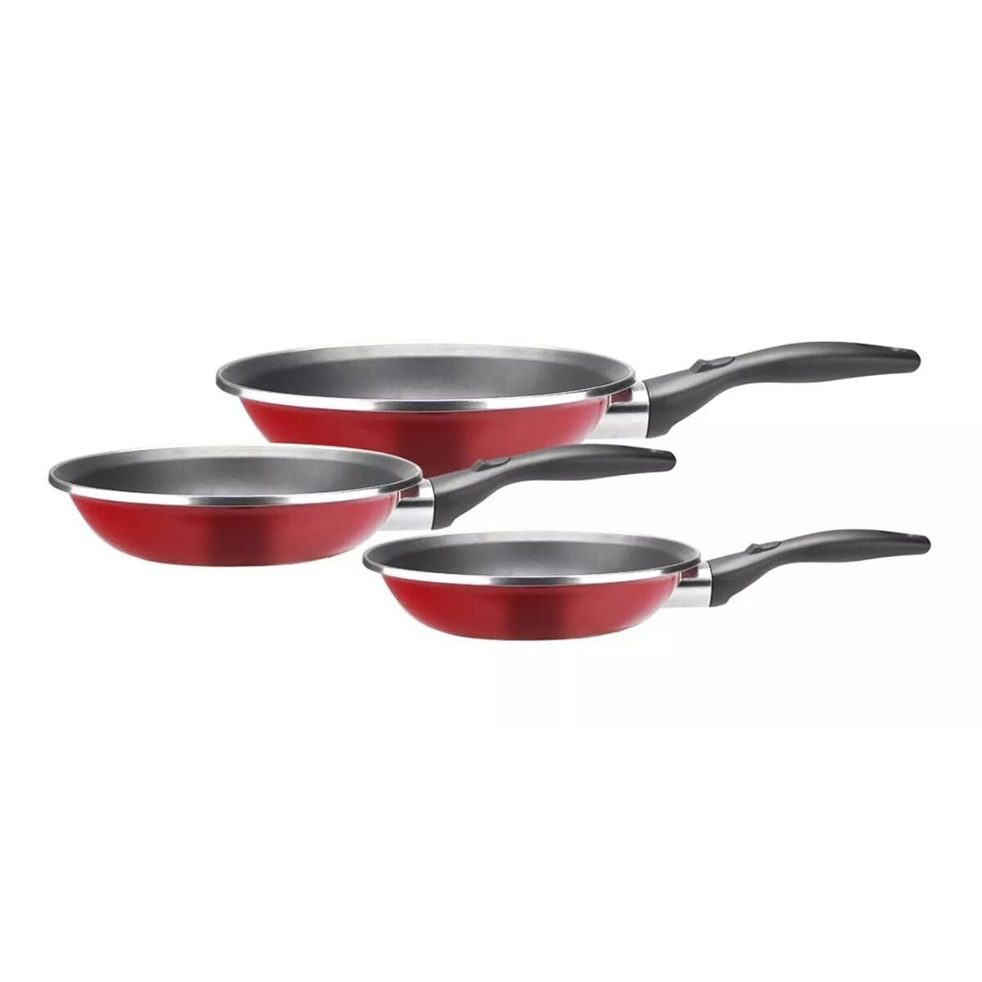 SARTENES DE ACERO INOXIDABLE 18CM 20CM 24CM ROJO MAGEFESA