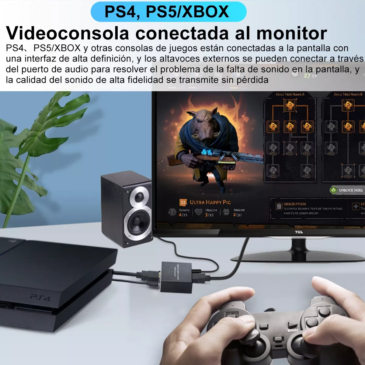 Extractor De Audio Hdmi 4k 5.1 Spdif Estéreo Convertidor