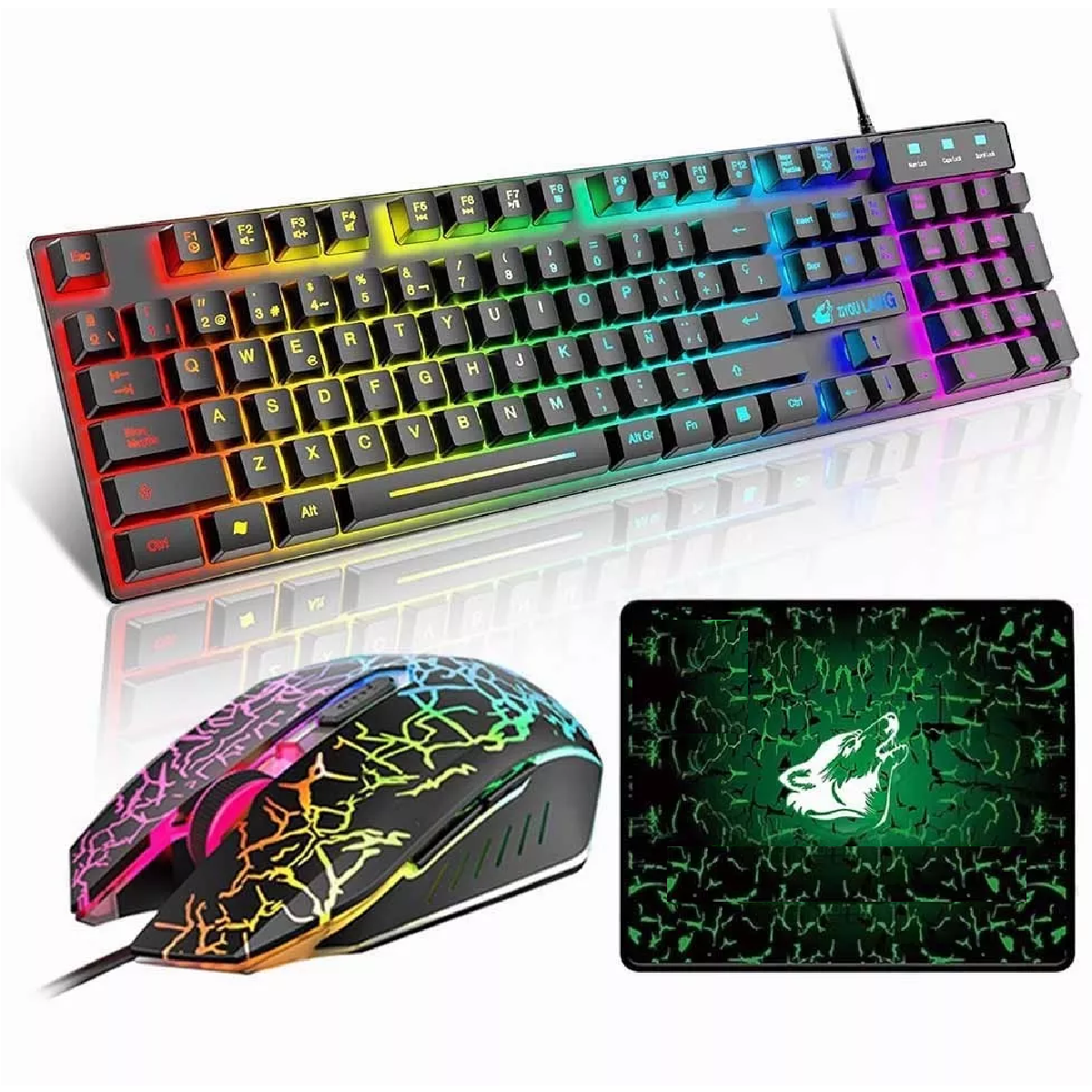 Teclado inalámbrico para juegos multimedia impermeable de 2,4 GHz con ratón  ergonómico inalámbrico USB, control DPI para ordenador de sobremesa, color