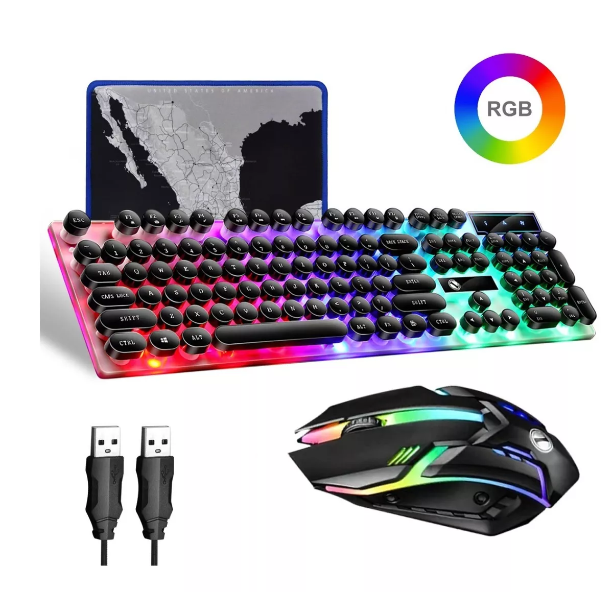 Kit Teclado Mouse Usb De Gamer Profesional Con Retroilumina