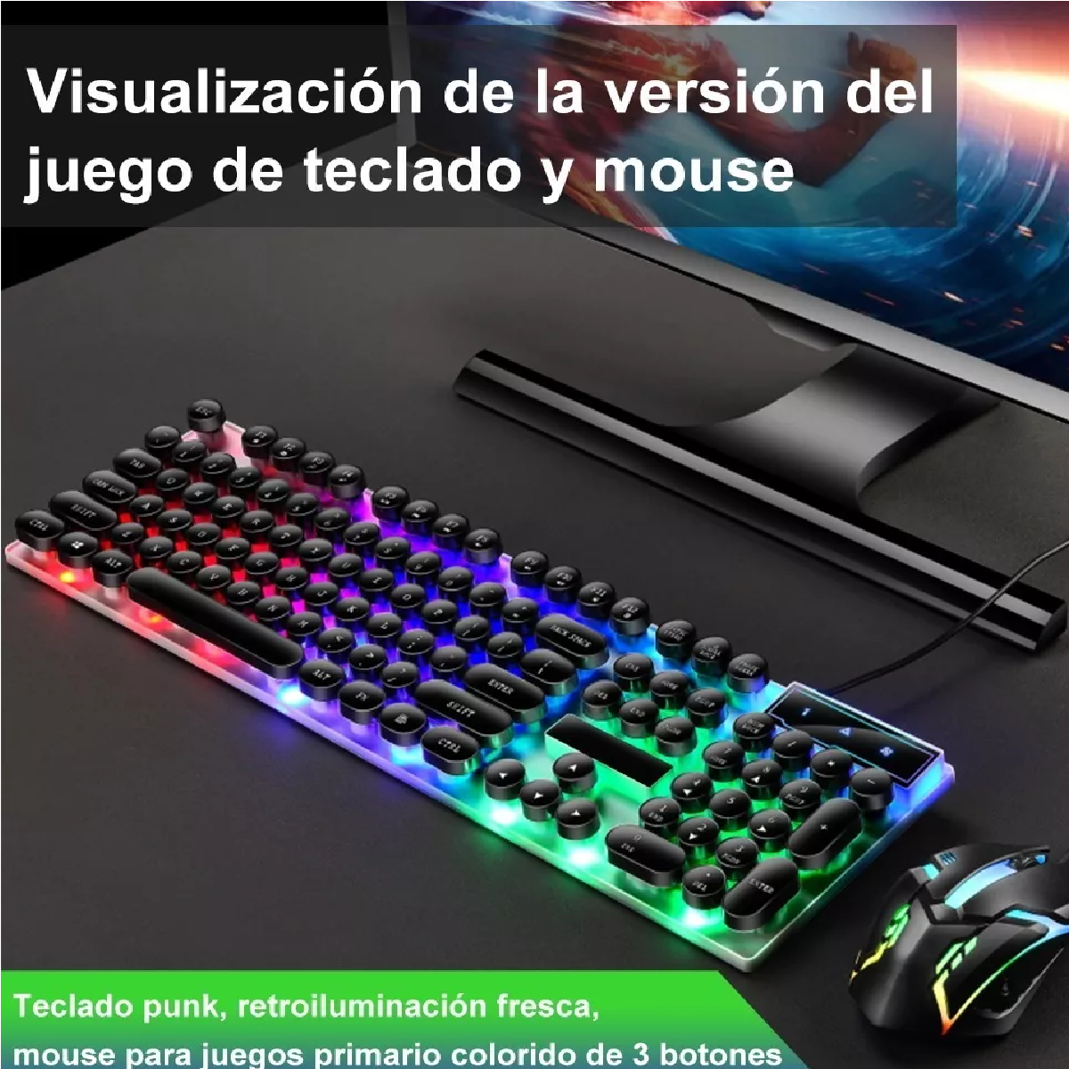Kit Teclado Mouse Usb De Gamer Profesional Con Retroilumina