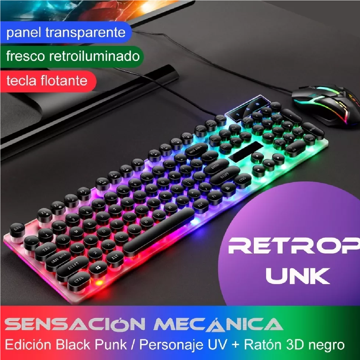 Kit Teclado Mouse Usb De Gamer Profesional Con Retroilumina