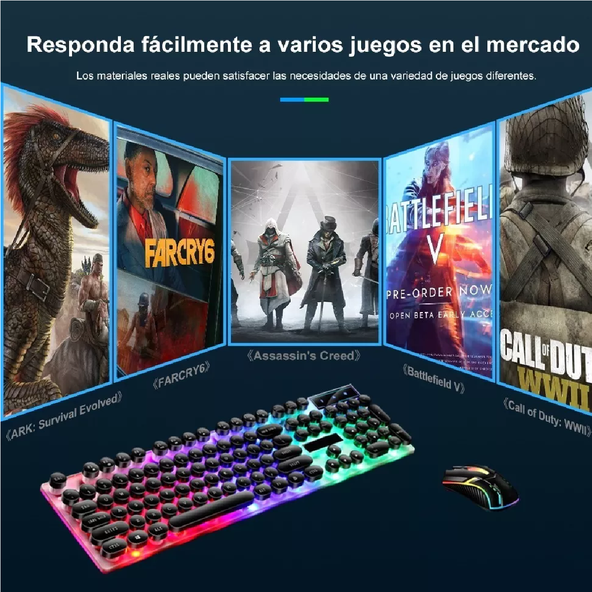 Kit Teclado Mouse Usb De Gamer Profesional Con Retroilumina