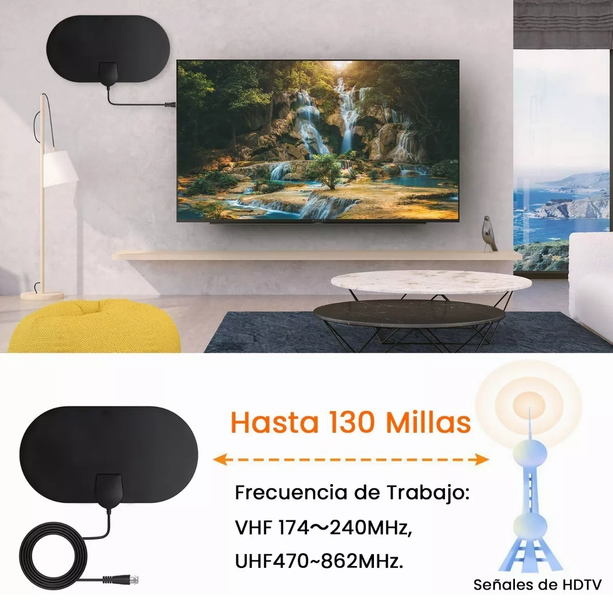 Antena De Tv Digital Para Interiores Antena Hdtv 4k 1080p
