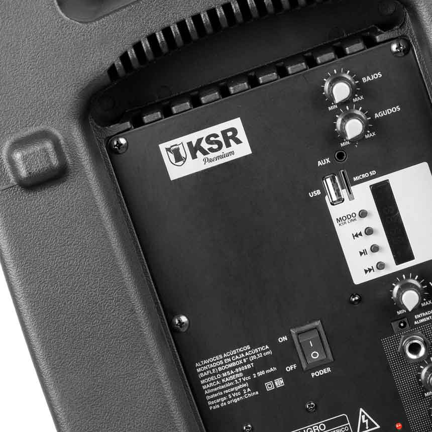 Bocina Bluetooth Portátil Kaiser con Controles de Reproducción