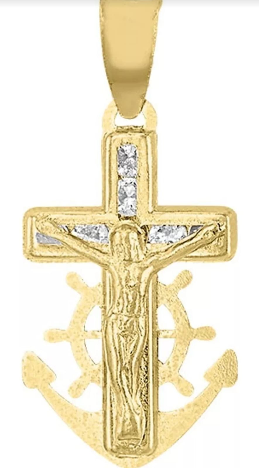 Dije Mini Ancla Cristo En Oro De 10 K + Obsequio + Envio